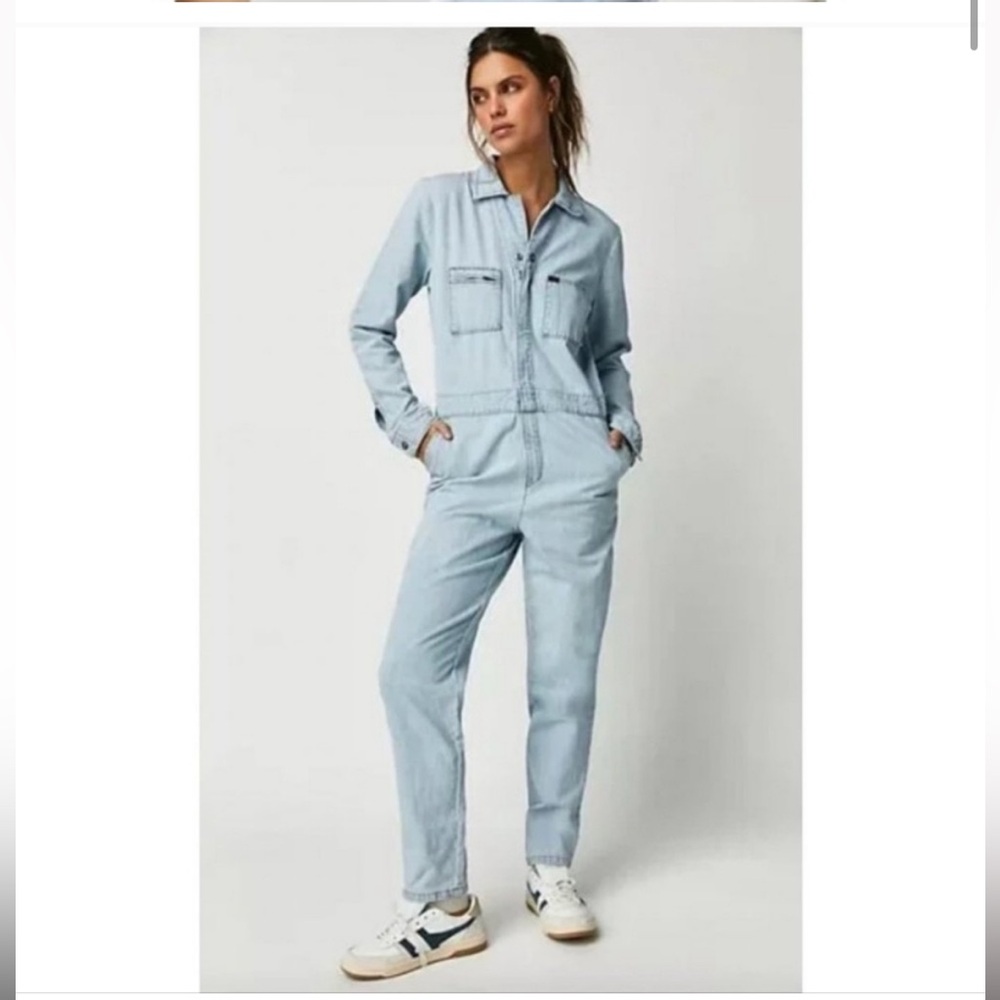 Free People x Lee Denim Union Alls Jumpsuit Collaboration Jeans L - Picture 2 of 10